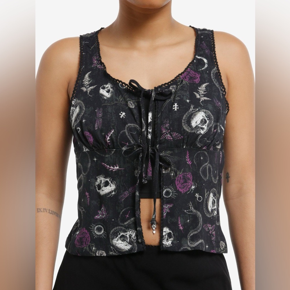 Cosmic Aura Skull & Snake Open-Front Girls Tank Top